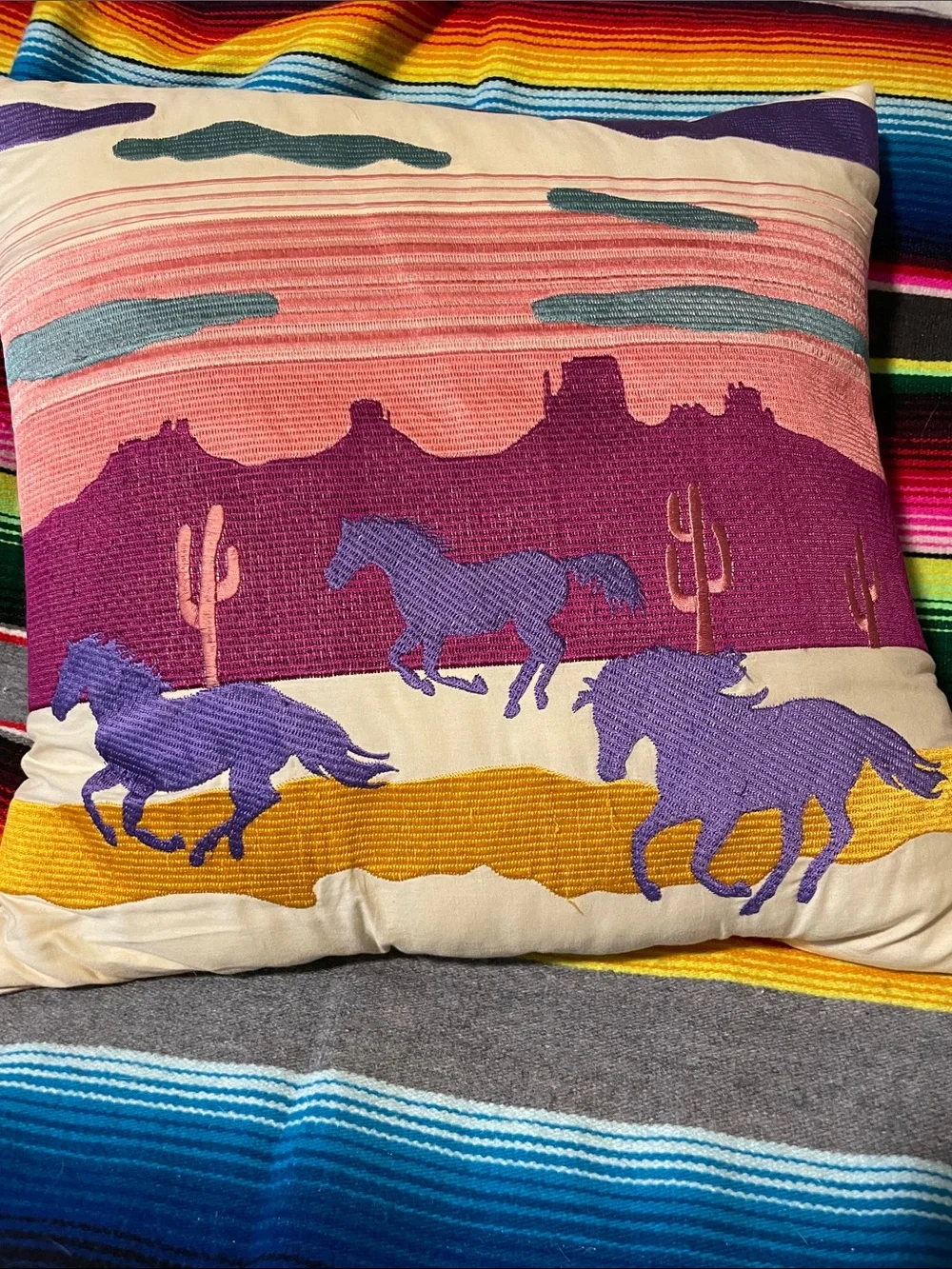 Pendleton Purple, pink, and Gold 🌵 desert 🏜️ Horse 🐴 Accent Pillow